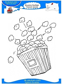 Çocuklar İçin Popcorn Boyama Sayfaları 